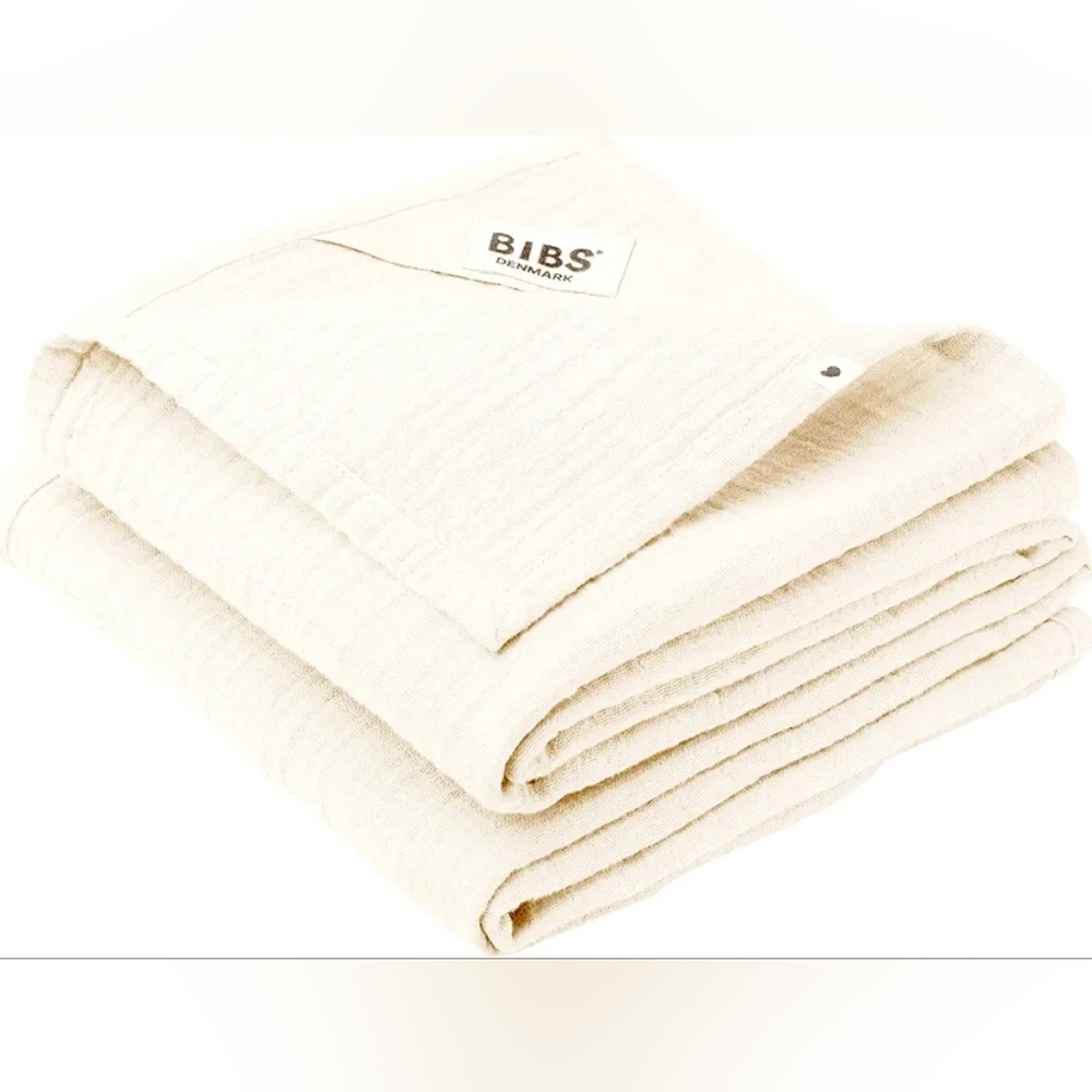 Set of 2 BIBS Organic Cotton Muslin Cloths for Baby - Ivory